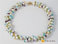7-8mm white nugget pearl & stone twisted necklace wholesale