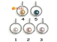 Wholesale 10-10.5mm zirconia pearl round pendant in silver color