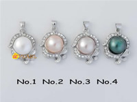 Wholesale large 12-13mm bread pearl plated silver pendant