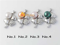 Wholesale 5 pieces 10.5-11mm pearl plated silver flower pendant