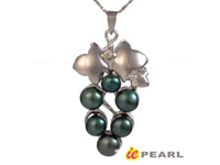 Wholesale peacock green bread pearl plated silver grape pendant