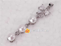 Wholesale 6.5-7mm white button pearl butterfly pendant on sale