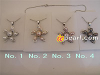 Wholesale plum blossom shape freshwater pearl pendant