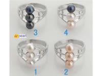 6.5-7mm Freshwater pearl ring with 18K GP mounting. US size 7
