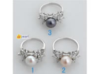 9-9.5mm freshwater pearl ring 18K GP mounting with zircon beads.