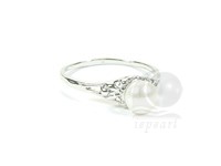 5-5.5mm freshwater pearl ring with 18K GP mounting & zircon bead