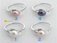 8-8.5mm freshwater pearl ring with 18K GP mounting & zircon bead