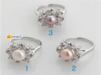 8-8.5mm freshwater pearl ring with 18KGP mounting