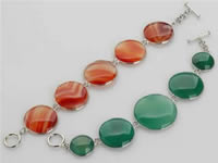 wholesale round agate beaded bracelet jewelry, green & blue colo