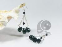 Triquetrous black crystal 925 silver earring hook wholesale