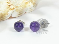 wholesale 8mm Amethyst round beads earring studs online