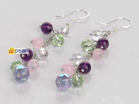 wholesale rose quartz amethyst crystal earrings jewelry