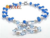 Wholesale necklace with sky blue rain drop crystal beads