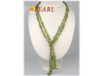 Wholesale long necklace with peridot beads & seasehll pearls