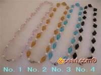 A charming necklace made of cubic crystals with white pearl