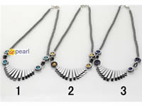 Wholesale hematite ,cats eye gemstone beaded necklace jewelry