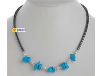 handmade hematite，turquoise ,pearl beaded necklace offer