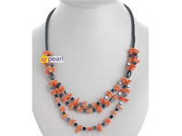 Wholesale 3 chain necklace handcraft jewelry with coral, hematit