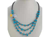 handcraft beaded necklace with hematite& turquoise gemstone