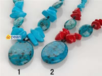 Elegant handcraft necklace with oval turquoise pendant wholesale