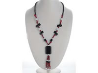 Elegant accented with red coral beaded handcraft necklace sell
