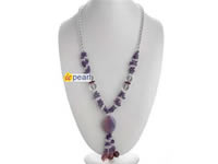 handmade necklace making with amethyst & agate pendant