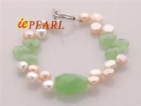wholesale green jade bead mixed freshwater peal bracelet