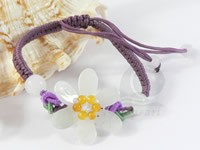 wholesale green jade jadeite flower knotted cord bracelet jewelr