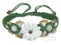 wholesale jade knitted flower knotted cord bracelet