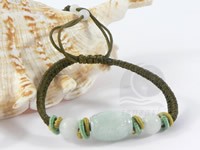 wholesale green jade jadeite circle & ball knotted cord bracelet