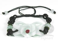 flower jade jadeite lucky melon knotted bracelet jewelry