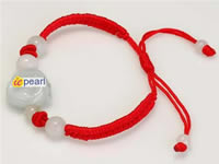 wholesale green jade jadeite Laughing Buddha knotted cord bracel
