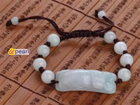 wholesale green jade jadeite Pi Xiu knotted cord bracelet jewelr