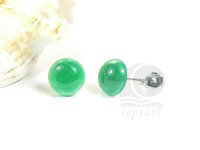 wholesale 18KGP green Malaysia jade studs earrings jewelry