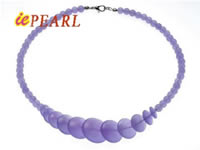 Wholesale light purple gradual change coin jade beads necklace