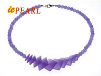 light purple gradual change square jade beads necklace on sell