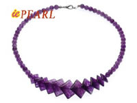 Wholesale purple gradual change leaf-shape jade beads necklace
