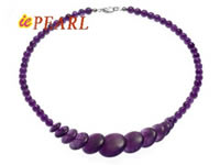 Wholesale purple gradual change coin jade beads necklace