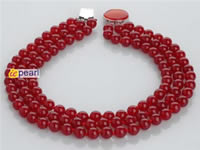 3 strands hand knotted red 10mm round candy jade necklace