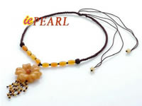 Hand knitted Yellow Jade pendant necklace wholesale