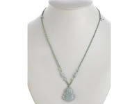 Laughing Buddha green Burma jadeite jade knotted necklace