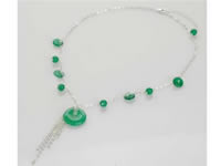 wholesale 925 sterling silver green Malaysia jade donut necklace