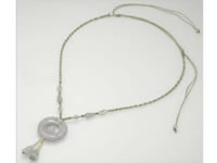 Dragon head green Burma jadeite jade knotted necklace