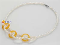 wholesale hand knotted  potato pearl & donut jade necklace