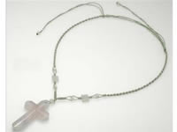 Hand knotted cross shape green jadeite pendant necklace onsell