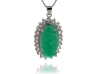 wholesale oval shape green jade zircon mounting pendants