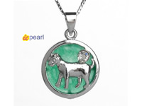 wholesale Chinese zodiac ox Malaysia jade pendant jewelry 18KGP