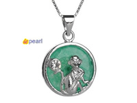 Chinese zodiac monkey Malaysia jade pendant jewelry 18KGP