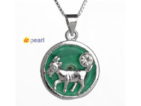 wholesale Chinese zodiac dog Malaysia jade pendant jewelry 18KGP