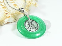 wholesale�FU"donut Malaysia jade pendant jewelry 18KGP mounting